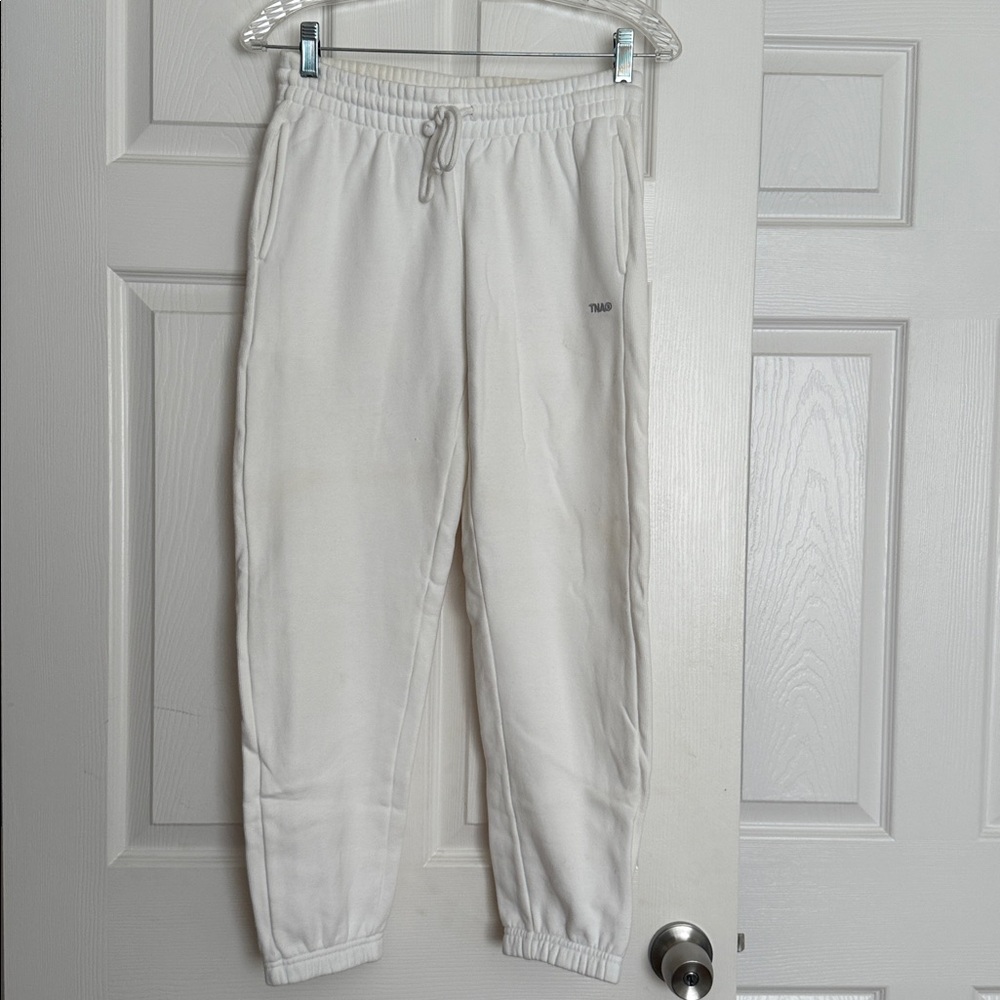 Aritzia TNA White Boyfriend Cozy Fleece Sweatpants Joggers XS